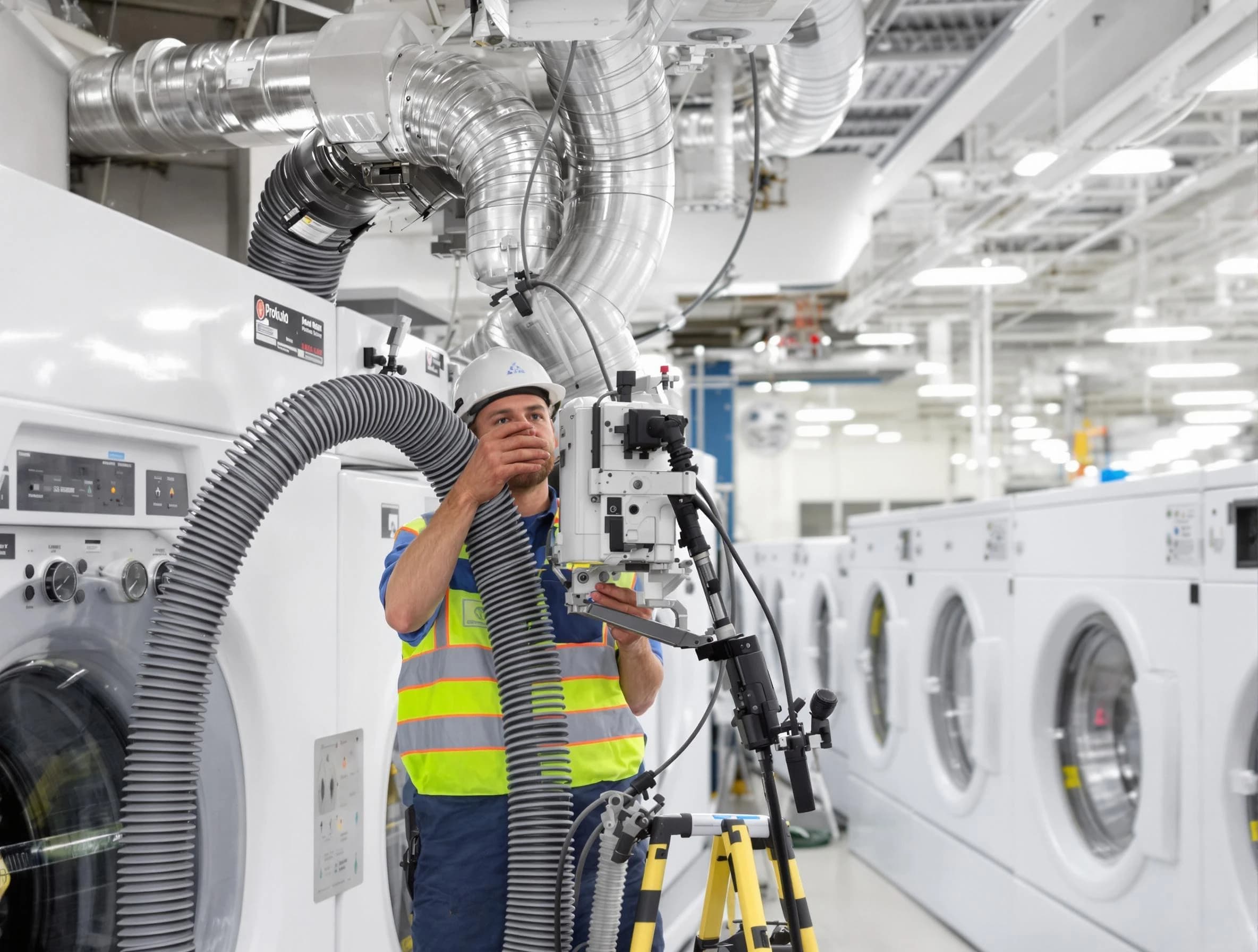 Taunton Dryer Vent Cleaning team performing commercial-grade dryer vent cleaning at a business facility in Taunton
