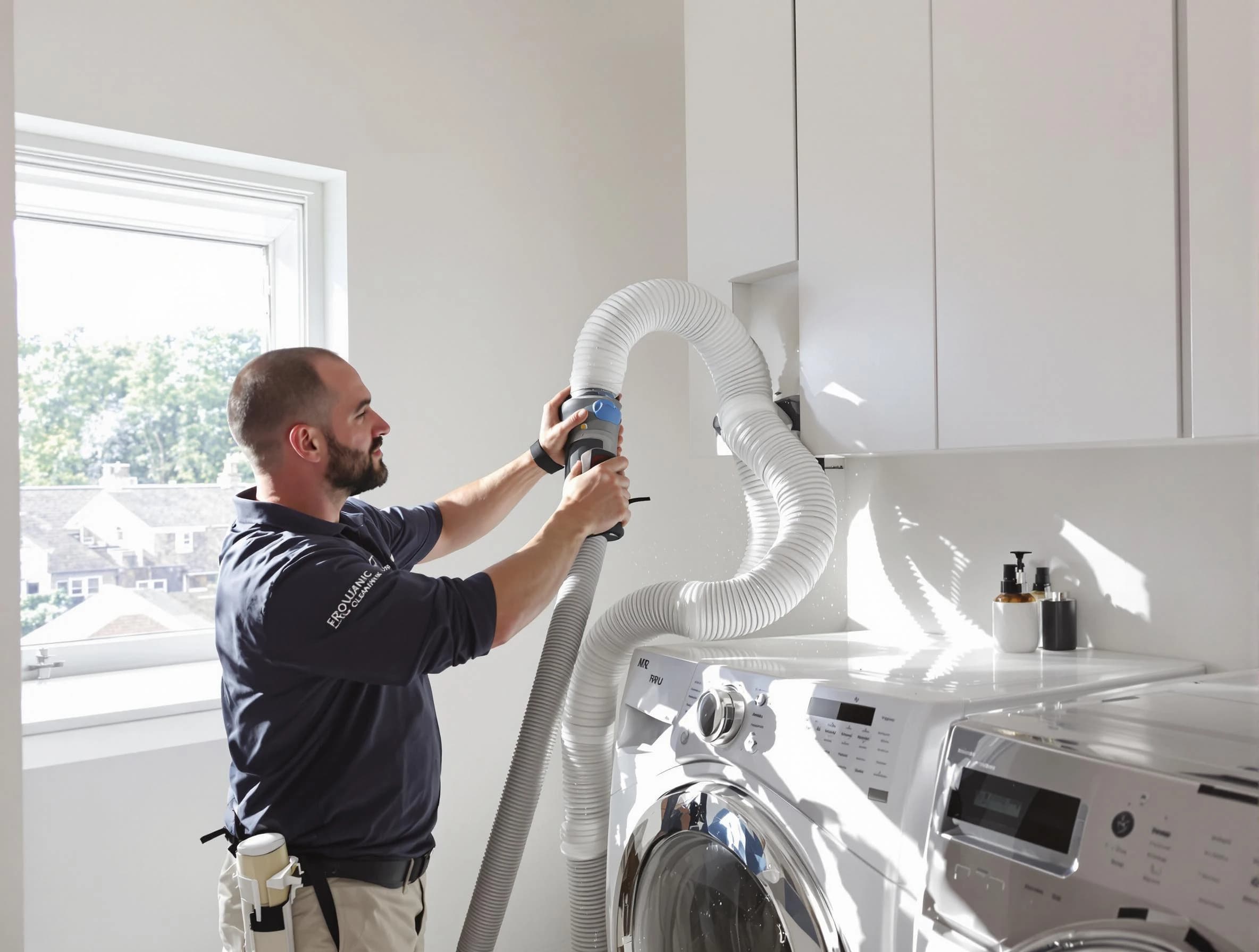 Certified Taunton Dryer Vent Cleaning technician performing dryer vent cleaning in Taunton