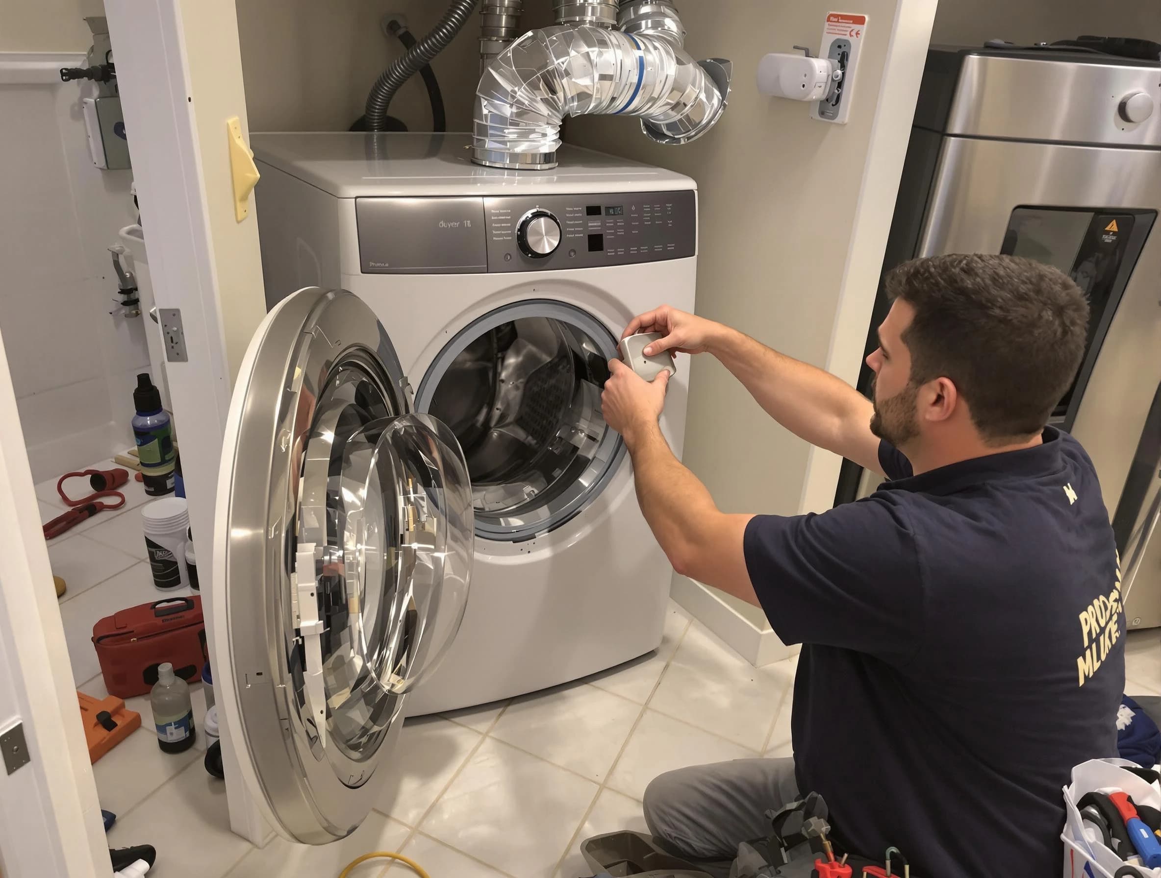 Taunton Dryer Vent Cleaning technician performing precise dryer vent hose installation in Taunton