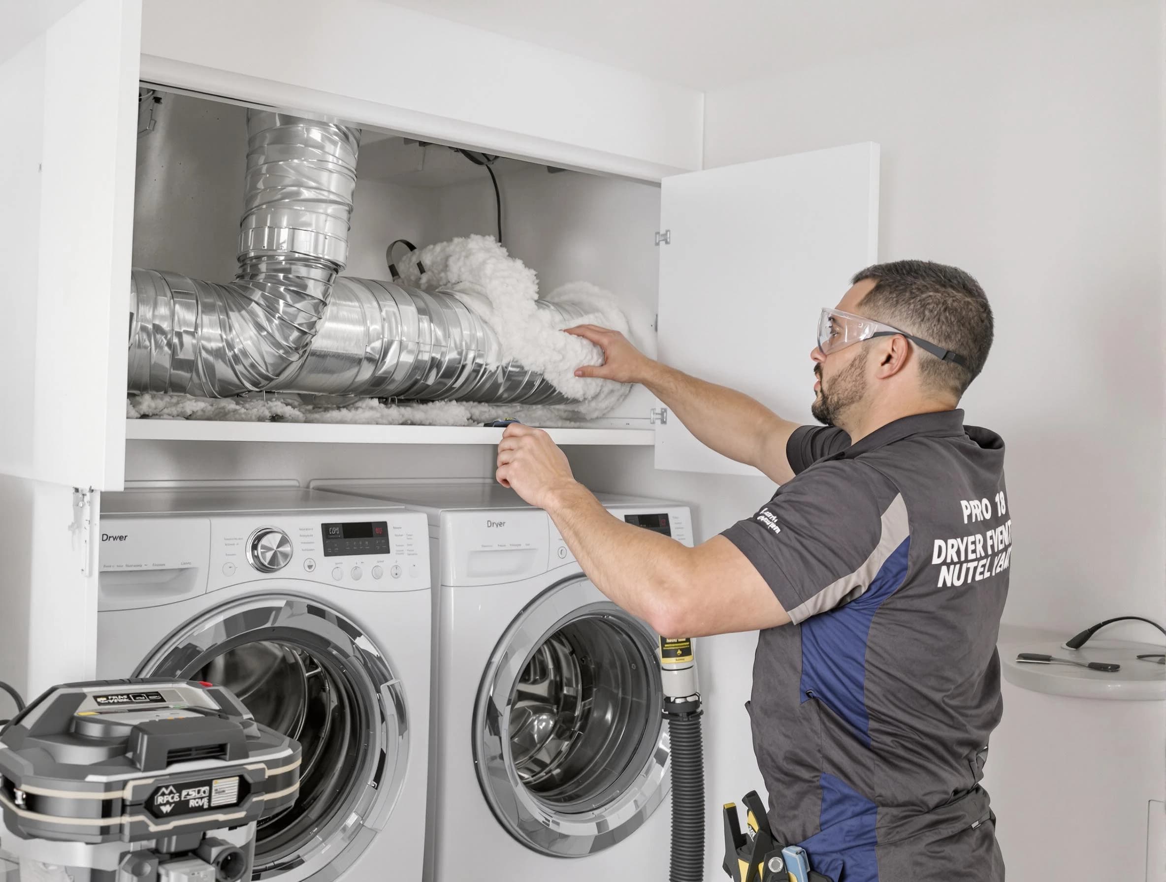Taunton Dryer Vent Cleaning certified technician performing specialized gas dryer vent cleaning in Taunton