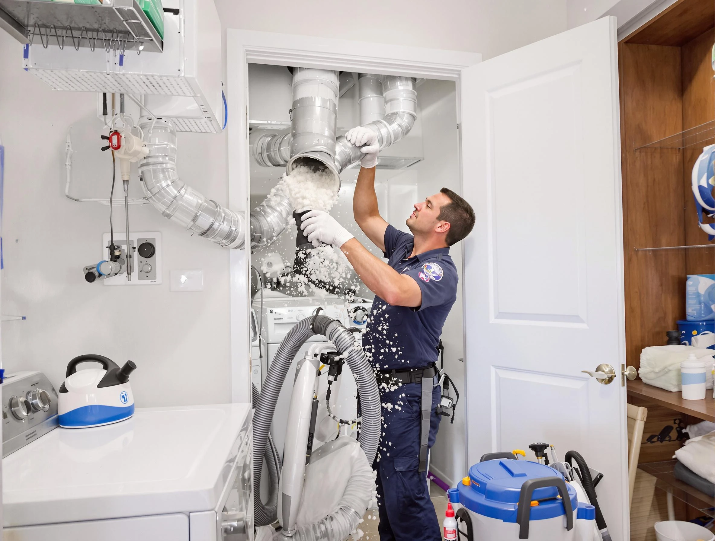 Taunton Dryer Vent Cleaning technician delivering thorough residential dryer vent cleaning service in Taunton